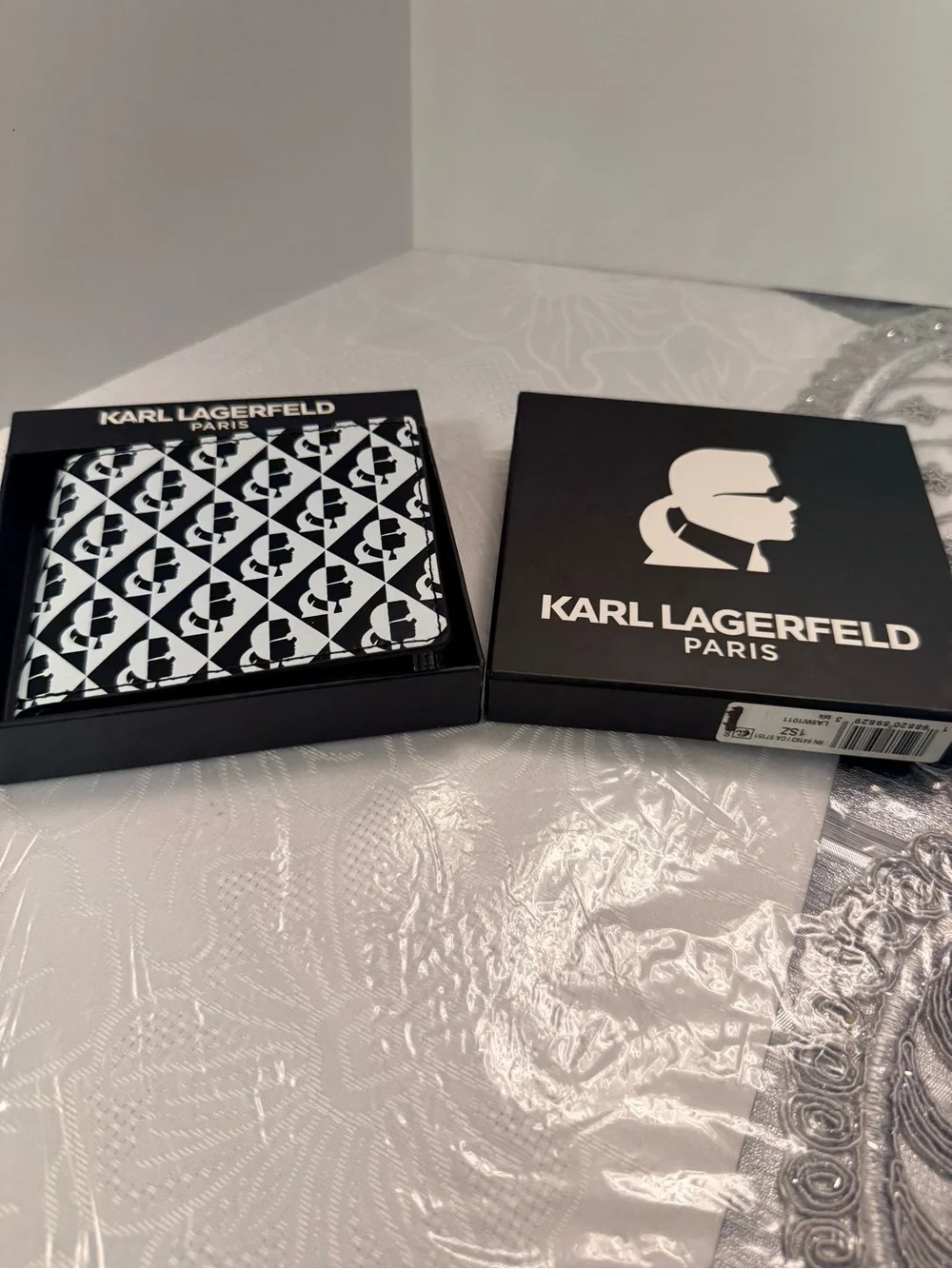 Karl Lagerfeld Black & Light Gray Bifold Wallet